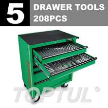 W/6-Drawer Mobile Tool Trolley - 208PCS Mechanical Tool Set 0