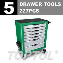 W/7-Drawer Tool Trolley - 227PCS 5 DRAWER Mechanical Tool Set 