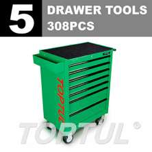 GENERAL SERIES W/7 Drawer Tool Trolley -308PCS  5 DRAWER TOOLS