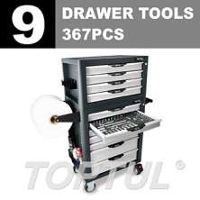 W/4 Drawer Tool Chest + W/7 Drawer Tool Trolley -367PCS. 9 DRAWER TOOLS 