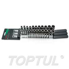 SIZE(mm) 37PCS -1/4",3/8"&1/2" DR. 6PT Deep Socket Rail Set 0