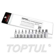 SIZE(T) 10PCS -1/2" DR. Star Bit Socket Rail Set