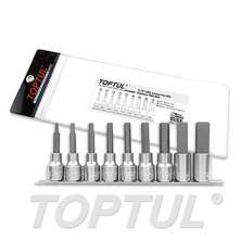 SIZE(mm) 9PCS -1/2" DR. Long Hex Bit Socket Rail Set