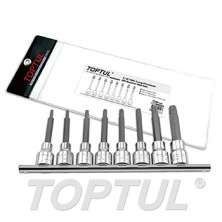 SIZE(T) 8PCS -1/2" DR. Long Pentacle Bit Socket Rail Set