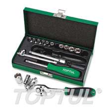 SIZE(mm) 17PCS -1/4" DR. 6PT Socket Set (Satin)