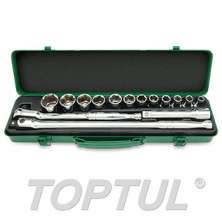 SIZE(mm) 15 PCS -1/2" DR. 6PT Flank Socket Set 0