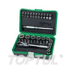 SIZE(mm) 45PCS -1/4" DR. 6PT&12PT Mini Ratchet Socket & Bit Set 0