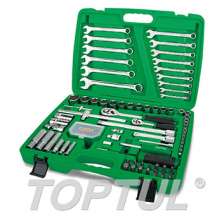 SIZE(mm) 106PCS -Professional Grade 1/4" & 1/2" DR. 6PT Flank Socket Wrench Set 0