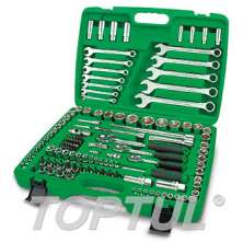 SIZE(mm&inch) 130PCS -Professional Grade 1/4",3/8" & 1/2" DR. 6PT Flank Socket Wrench Set (METRIC & SAE)