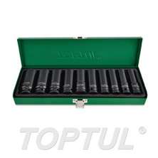 SIZE(inch) 10PCS -1/2" DR. 6PT Flank Deep Impact Socket Set (SAE)