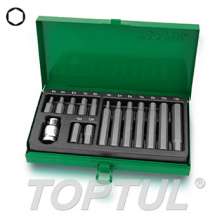 15PCS 1/2" DR. Hex Shank Hexagon Insert Bit Set 0